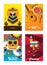 Vector cards with mexica elements. Vertical design templates dedicated to mexico, decorated with pinata, sombrero, sculls and mexi
