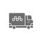 Vector cargo taxi, truck, delivery gray icon.