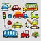 Vector cars stickers. Funny kids sticker art.