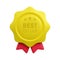 Vector cartoon 3d best seller medal realistic icon with ribbon. Trendy gold award render certificate badge