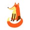 vector cartoon animal clipart lying happy fox