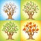 Vector cartoon apple tree on a different seasons. Autumn, winter, summer, spring