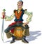 Vector Cartoon Arabian Sailor or Pirate Sitting on Barrel