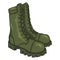 Vector Cartoon Army Boots. High Military Shoes