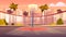 Vector cartoon background of street basketball court