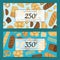 Vector cartoon bakery elements discount or gift voucher templates illustration