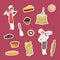 Vector cartoon bakery stickers of set illustration