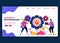 Vector cartoon banner template for technical and how to determine target growth. Landing page and website creative design