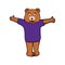 Vector of a cartoon bear mascot with open arms paws.