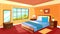 Vector cartoon bedroom interior background