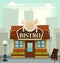 Vector cartoon bistro restaurant building illustration