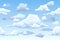 Vector cartoon blue cloudy sky horizontal seamless pattern