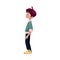 Vector cartoon boy stands thoughtfully isolated