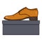 Vector Cartoon Brown Leather Men Shoes with Shoebox