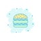 Vector cartoon burger fast food icon in comic style. Hamburger s