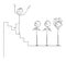 Vector Cartoon of Businessman Climbing Up the Stairs to Fall Down, Business Team is Applauding