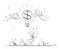 Vector Cartoon of Businessmen as Flies or Moths Attracted by Light Bulb with Dollar or Money Symbol, Some Flying Around