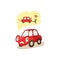 Vector cartoon car character worryed emotions