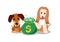 Vector cartoon character afghan hound and dachshund dog with money bag