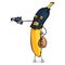 Vector Cartoon Character. Banana Rob the Bank with a Gun.