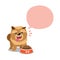 Vector cartoon character chow chow dog and speech bubble
