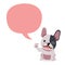Vector cartoon character cute french bulldog with speech bubble