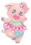 Vector cartoon character cute piggy ballerina