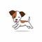 Vector cartoon character happy jack russell terrier dog running