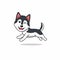 Vector cartoon character happy siberian husky dog running