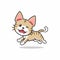 Vector cartoon character happy tabby cat running