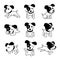Vector cartoon character jack russell terrier dog poses set