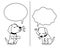 Vector cartoon character labrador dog expressing different emotions with speech bubbles