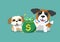 Vector cartoon character saint bernard and shih tzu dogs with money bag