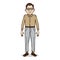 Vector Cartoon Character - Young Man in Checkered Shirt and Eyeglasses