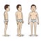 Vector Cartoon Character - Young Man in White Underpants. Set of Different Foreshortening