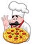vector cartoon chef with italian pizza