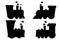 Vector cartoon children locomotive silhouttes.