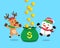 Vector cartoon christmas snowman and reindeer earning money