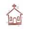 Vector cartoon church sanctuary icon in comic style. Chapel sign