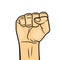 Vector Cartoon Clenched Raised Fist, Symbol of Protest, Revolution, Fight for Rights and Against Discrimination. Fist