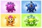 Vector cartoon collection four cute babies monsters, funny character set