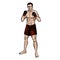 Vector Cartoon Color Illustration - Muscular MMA Fighter