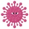 Vector cartoon coronavirus with gloomy purple face isolated on transparent background