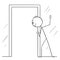 Vector Cartoon of Curious Man or Voyeur Looking Through Open Door