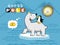 Vector cartoon of cute arctic animals on north pole