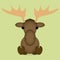Vector Cartoon Cute Baby Moose Sitting Isolated