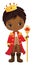 Vector Cartoon Cute Black Prince Holding Sceptre