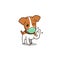 Vector cartoon cute dog wearing hygienic mask