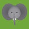 Vector Cartoon Cute Elephant Face Icon Isolated