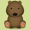 Vector Cartoon Cute Grizzly Bear Sitting Isolated